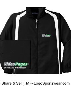 Mens VideoPages Black and White Jacket (1) Logo - Logo on Left Chest Area. Design Zoom